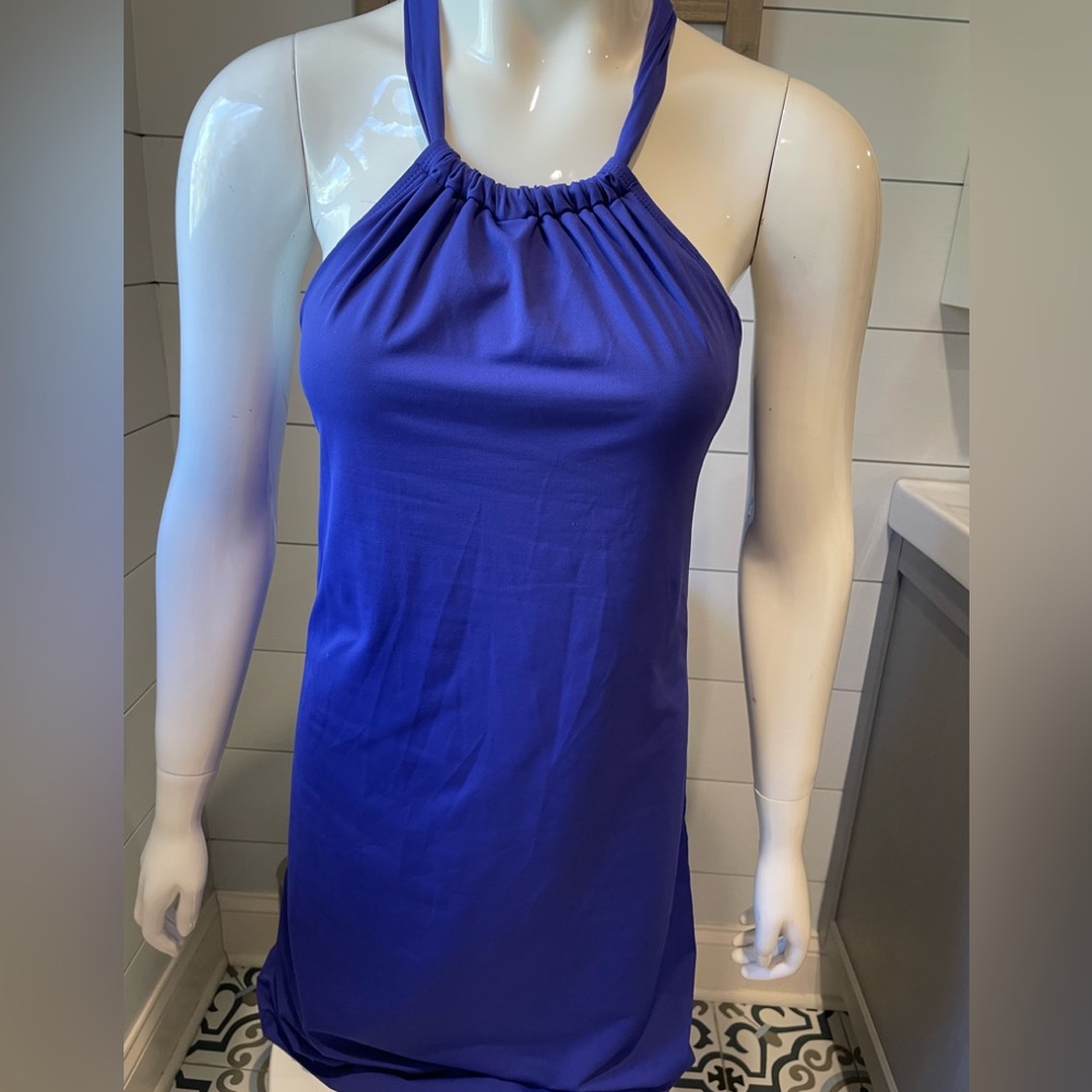 ATHLETA S Women Kokomo Swim Dress Blue High Neck Active Surf Gorpcore Sport